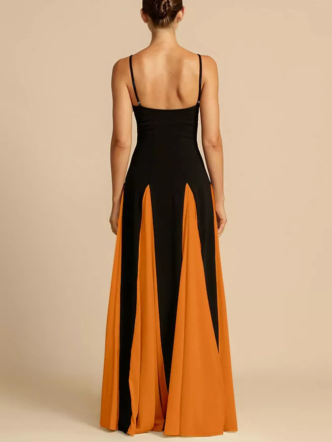Two-Tone Flowing Maxi Dress - Girly Tea