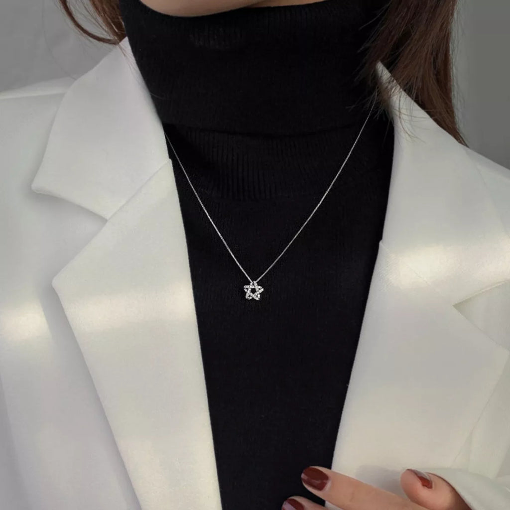 925 Sterling Silver Zircon Star Necklace - Girly Tea