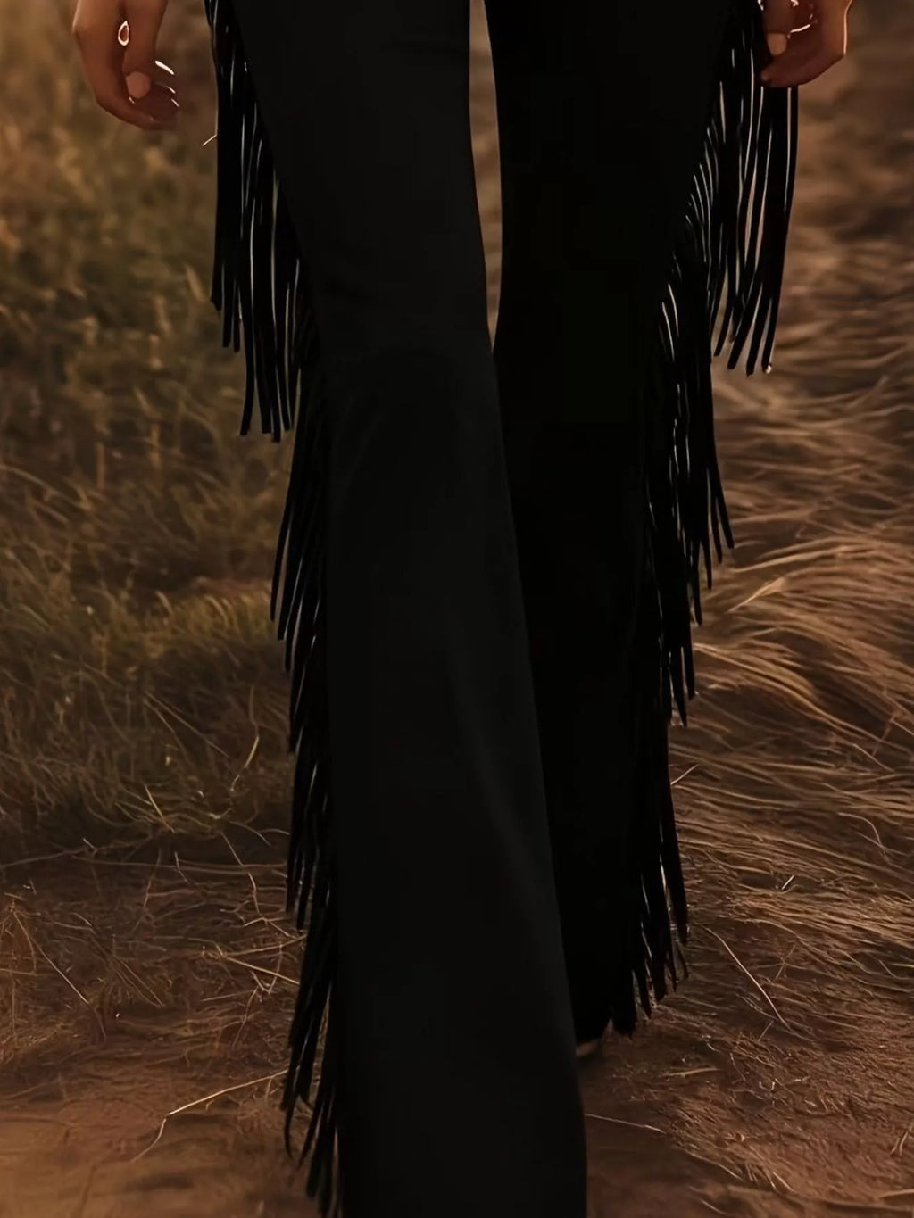 Fringe Trim Flare Pants - Girly Tea