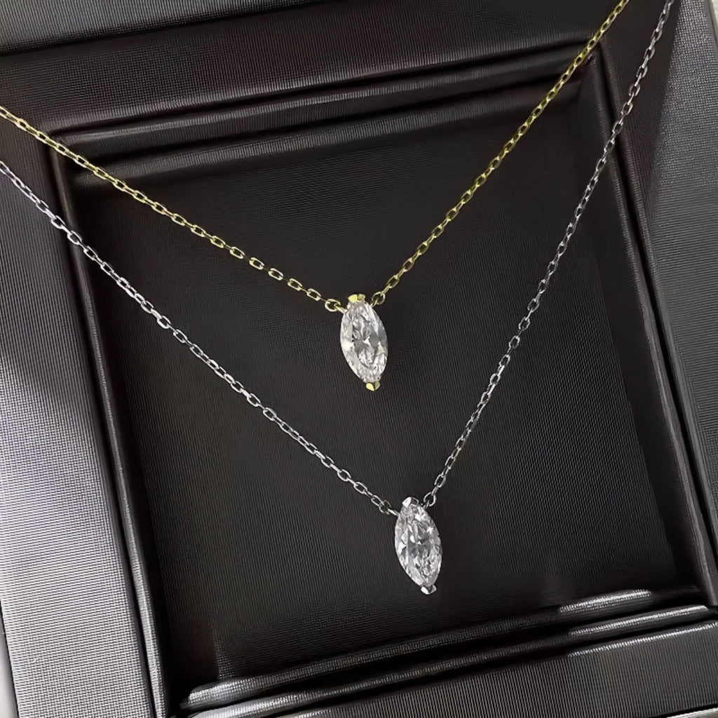 925 Sterling Silver Zircon Pendant Necklace - Girly Tea