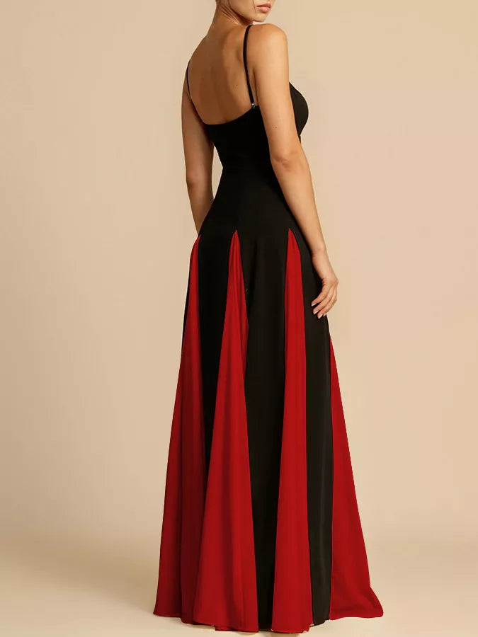 Two-Tone Flowing Maxi Dress - Girly Tea