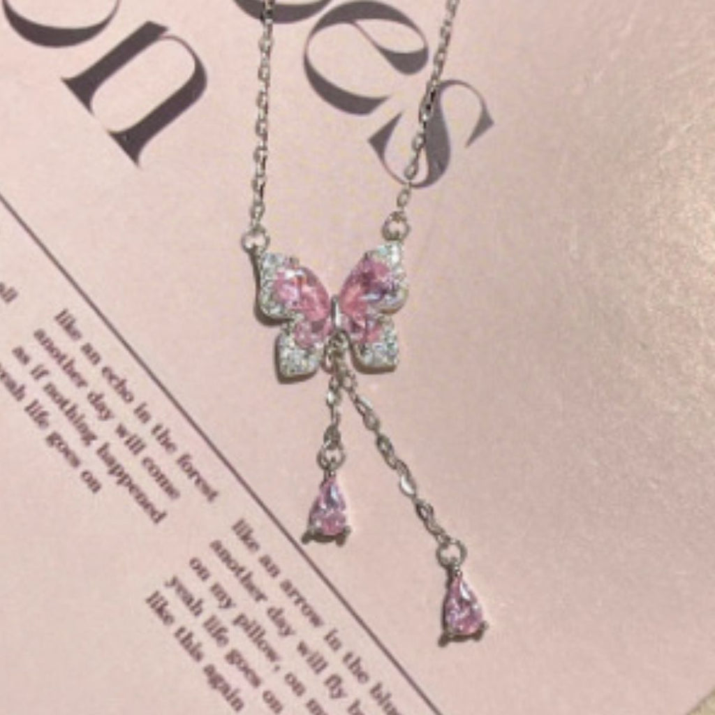 925 Sterling Silver Butterfly Necklace - Girly Tea