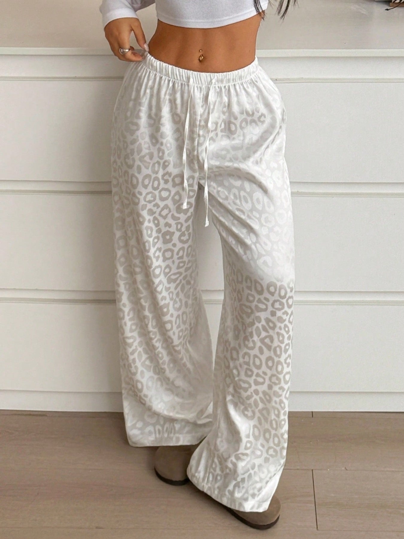 Leopard Print Wide Leg Pants - Girly Tea