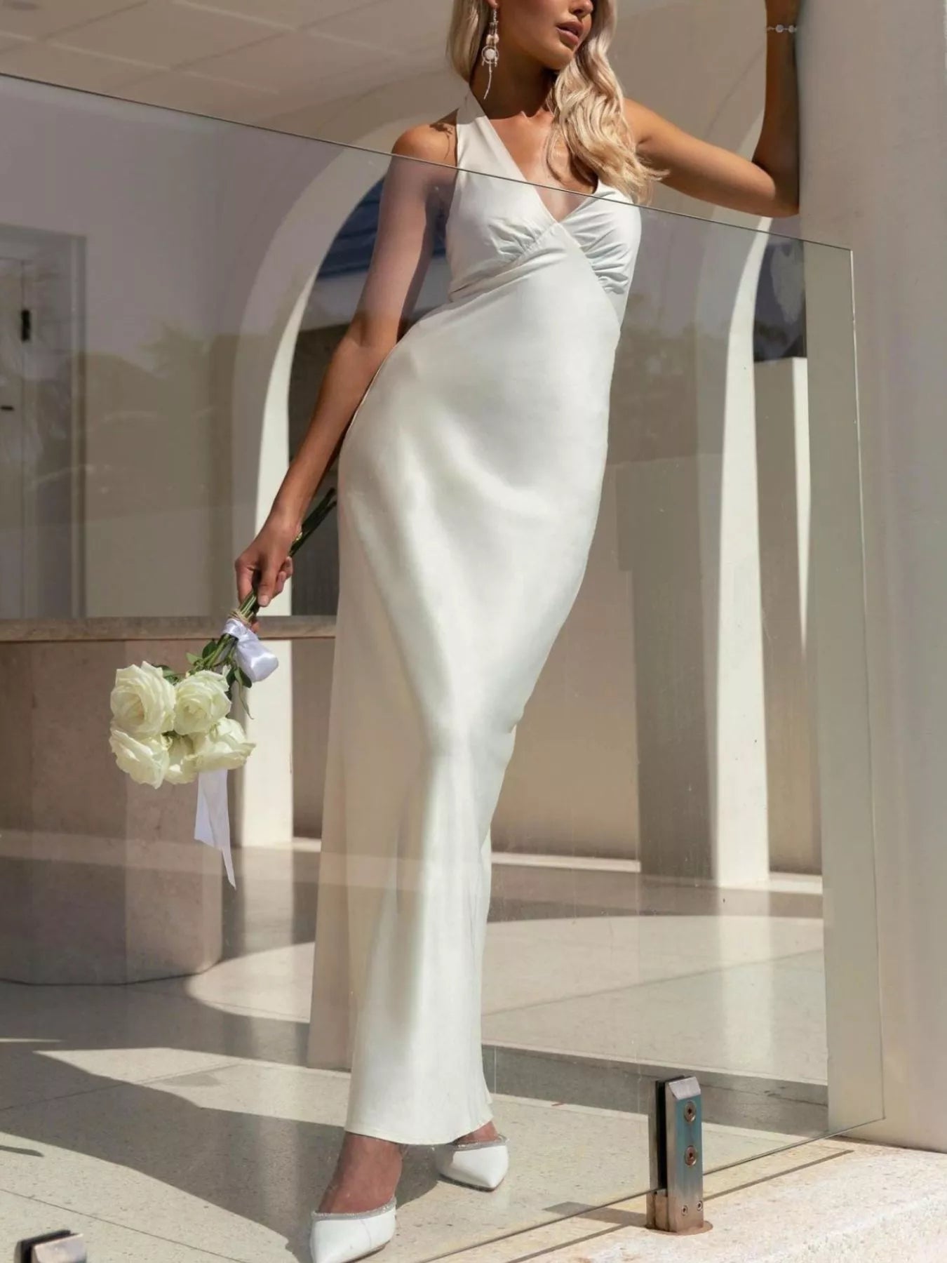 Halter Neck Sleeveless Maxi Dress - Girly Tea