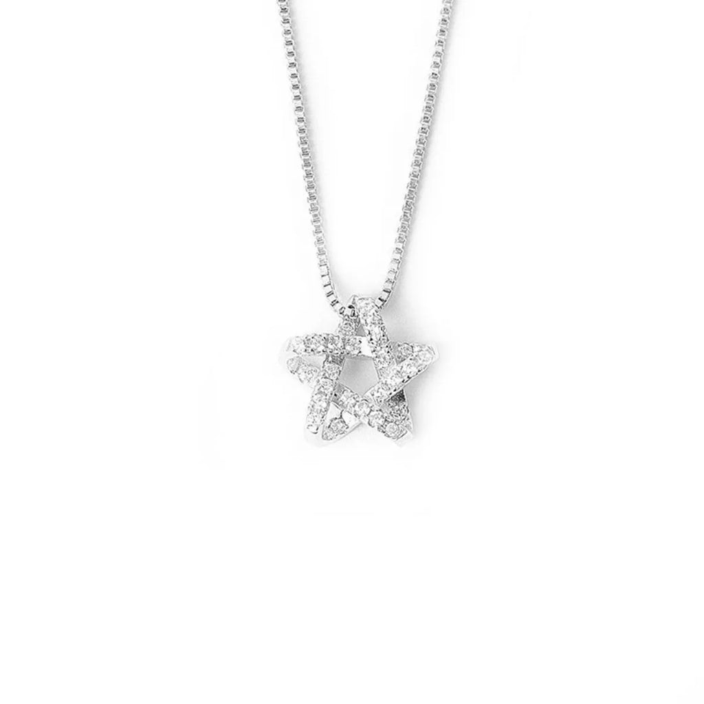 925 Sterling Silver Zircon Star Necklace - Girly Tea