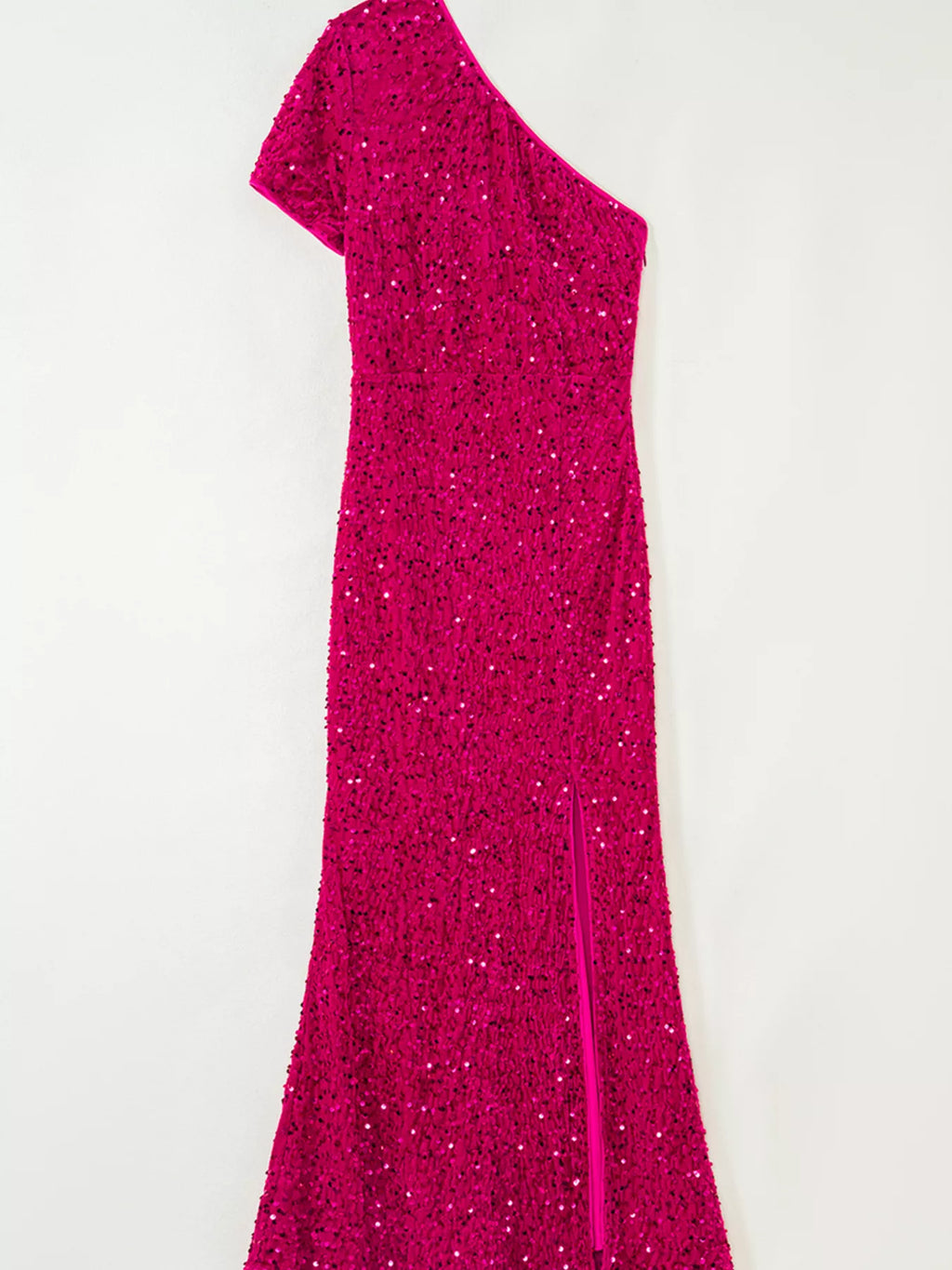 Sequin One-Shoulder Dress with High Slit - Girly Tea