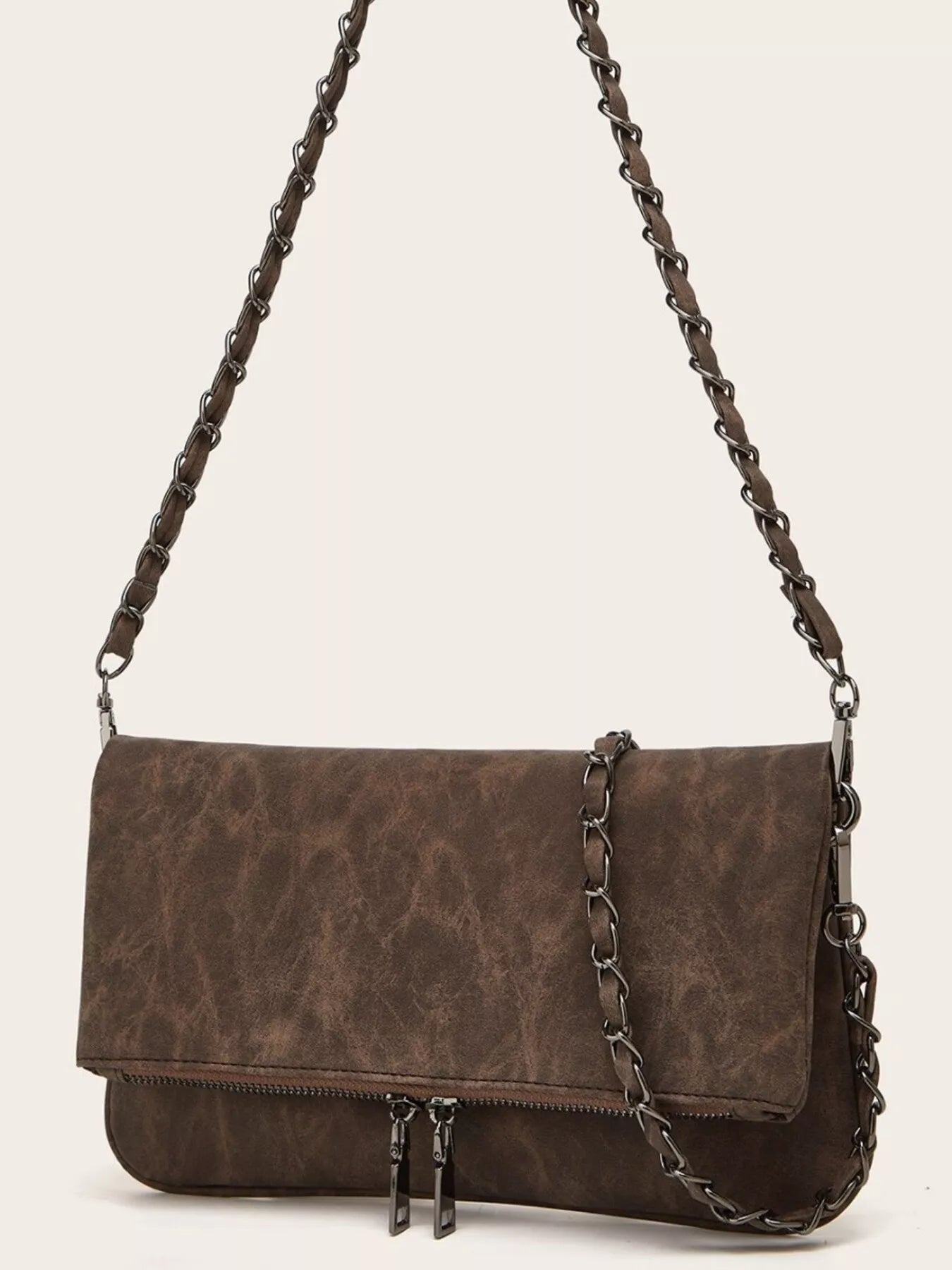 PU Leather Chain Strap Shoulder Bag - Girly Tea