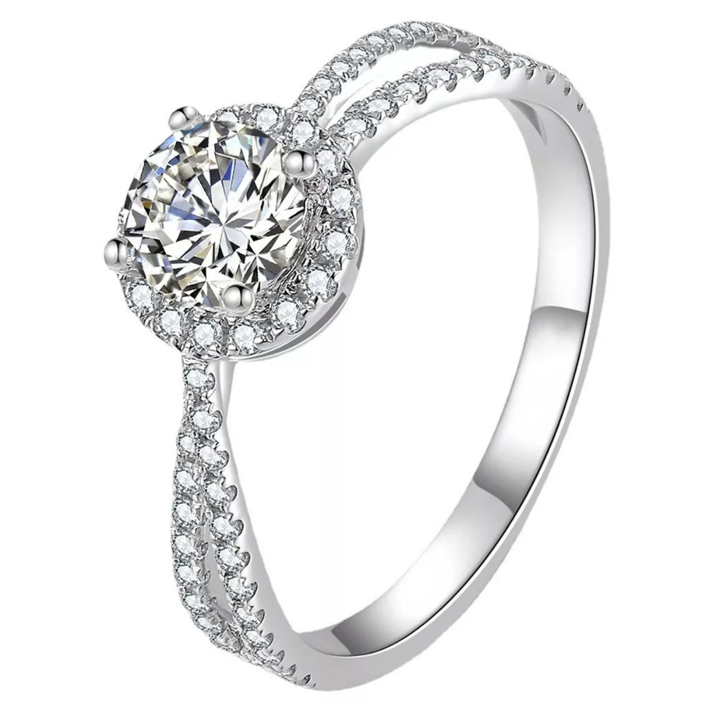 1 Carat 925 Sterling Silver Moissanite Ring - Girly Tea