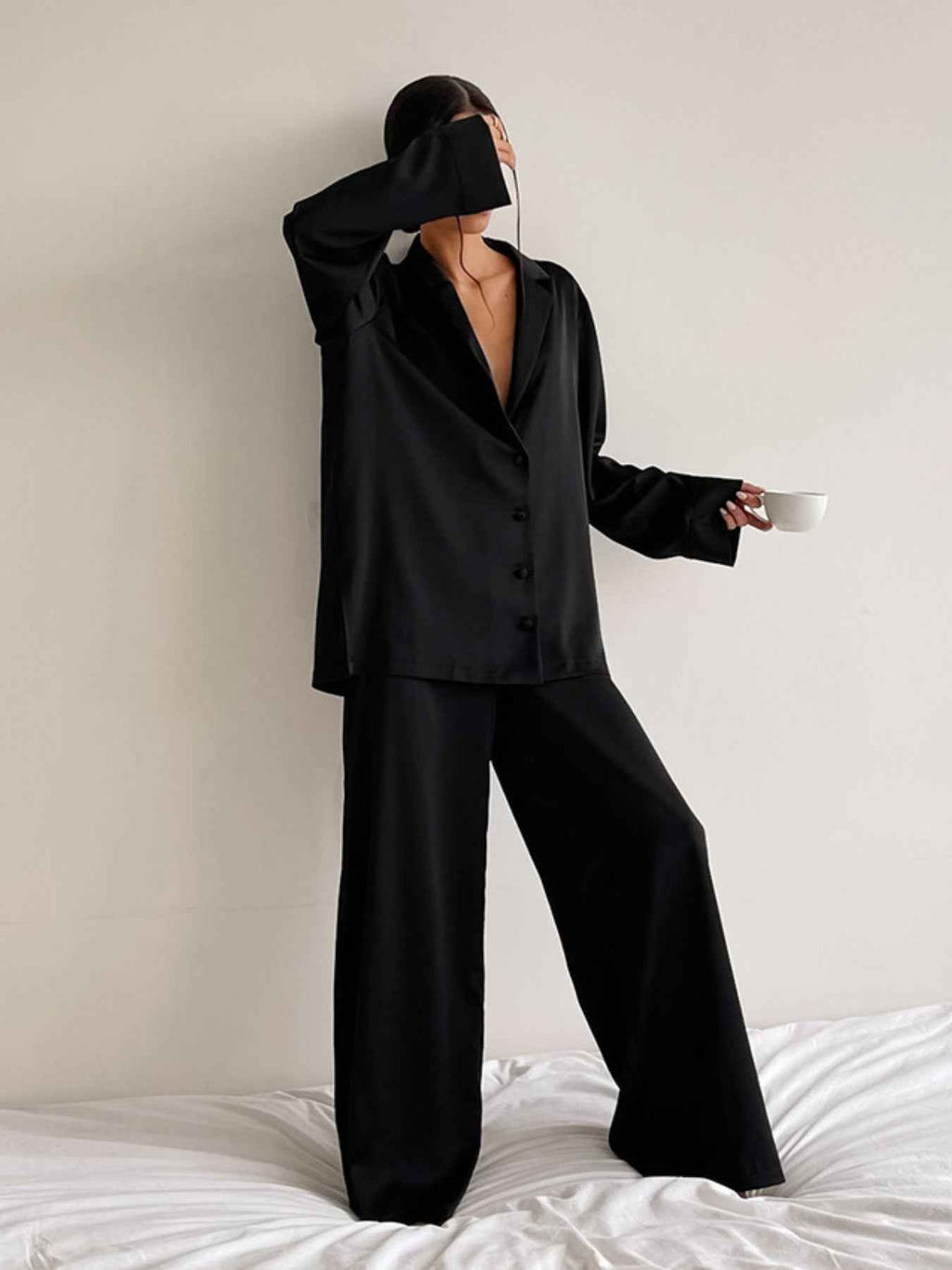 Long Sleeve Top and Wide Leg Pants Lounge Set