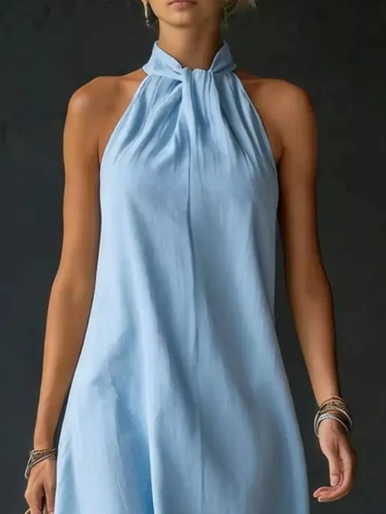 Halter Neck Sleeveless Maxi Dress - Girly Tea