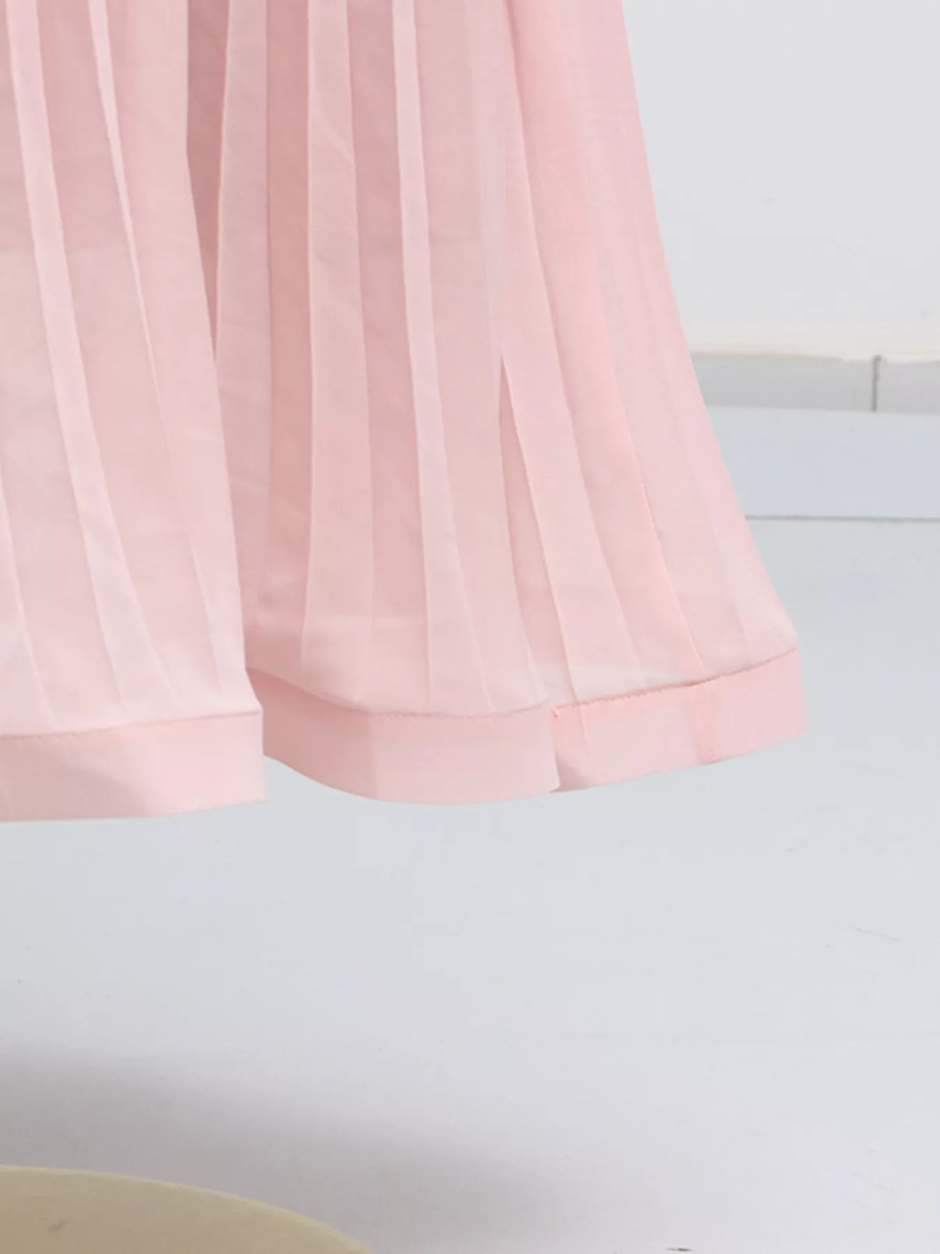 Frill Lapel Collar Top and Pleated Skirt Set - Girly Tea