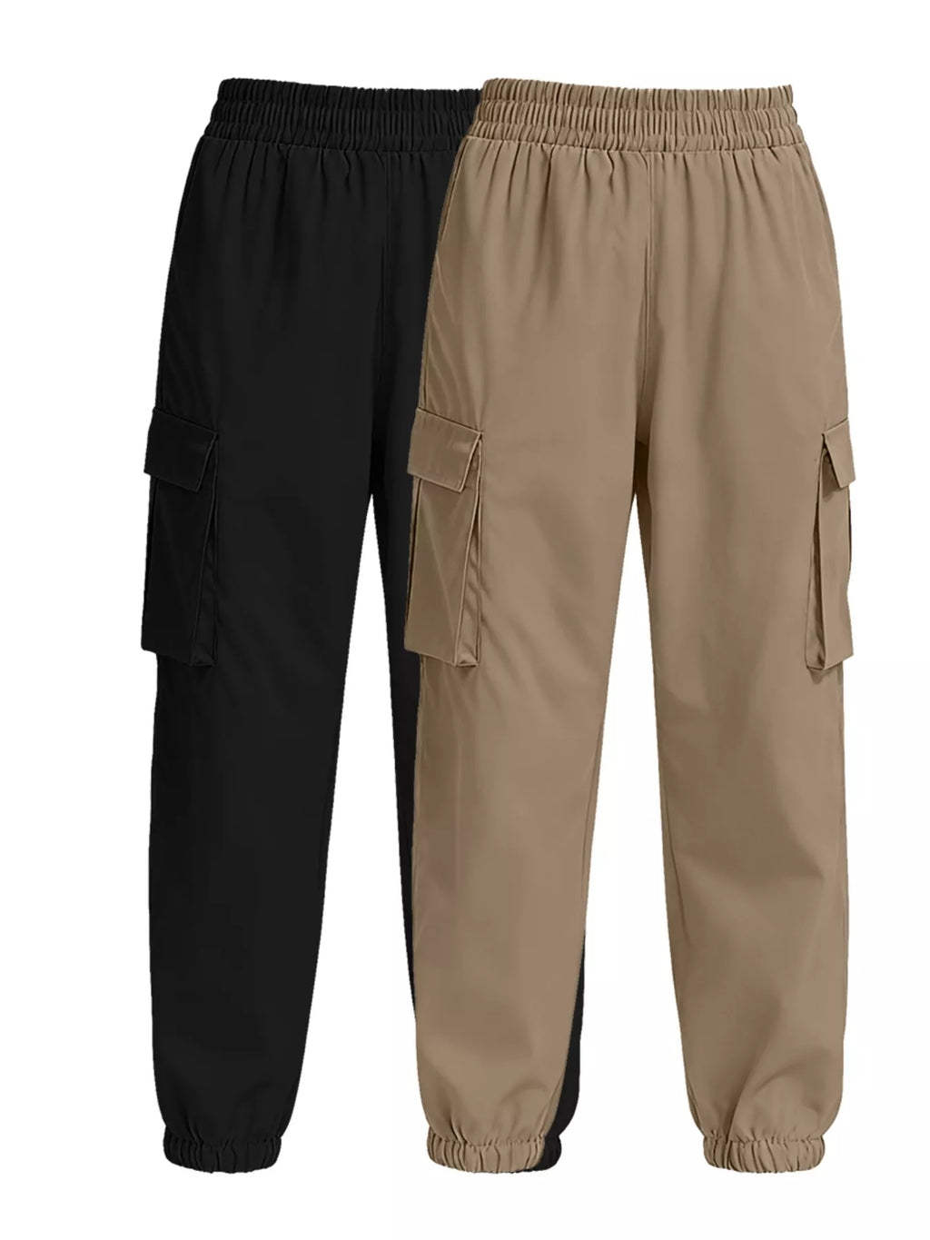 2 Piece Elastic Waist Cargo Pants - Girly Tea