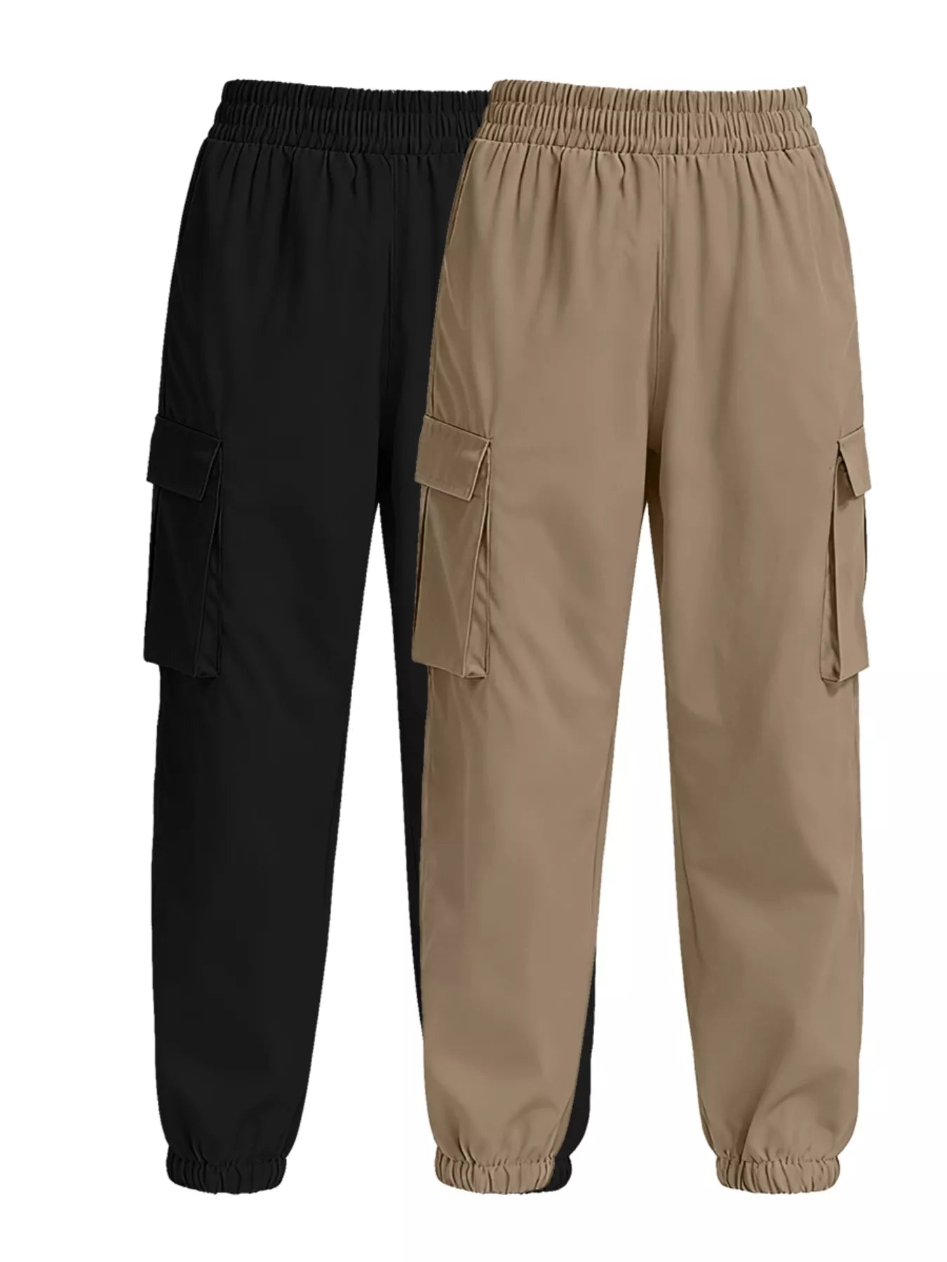 2 Piece Elastic Waist Cargo Pants - Girly Tea
