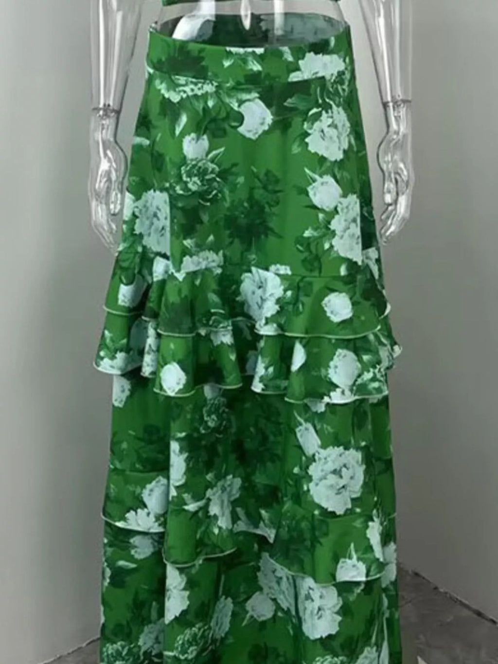 Floral Print Ruffle Cami and Skirt Two-Piece Set - Girly Tea
