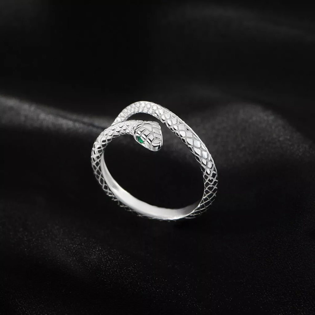 925 Sterling Silver Snake Bypass Ring - Girly Tea