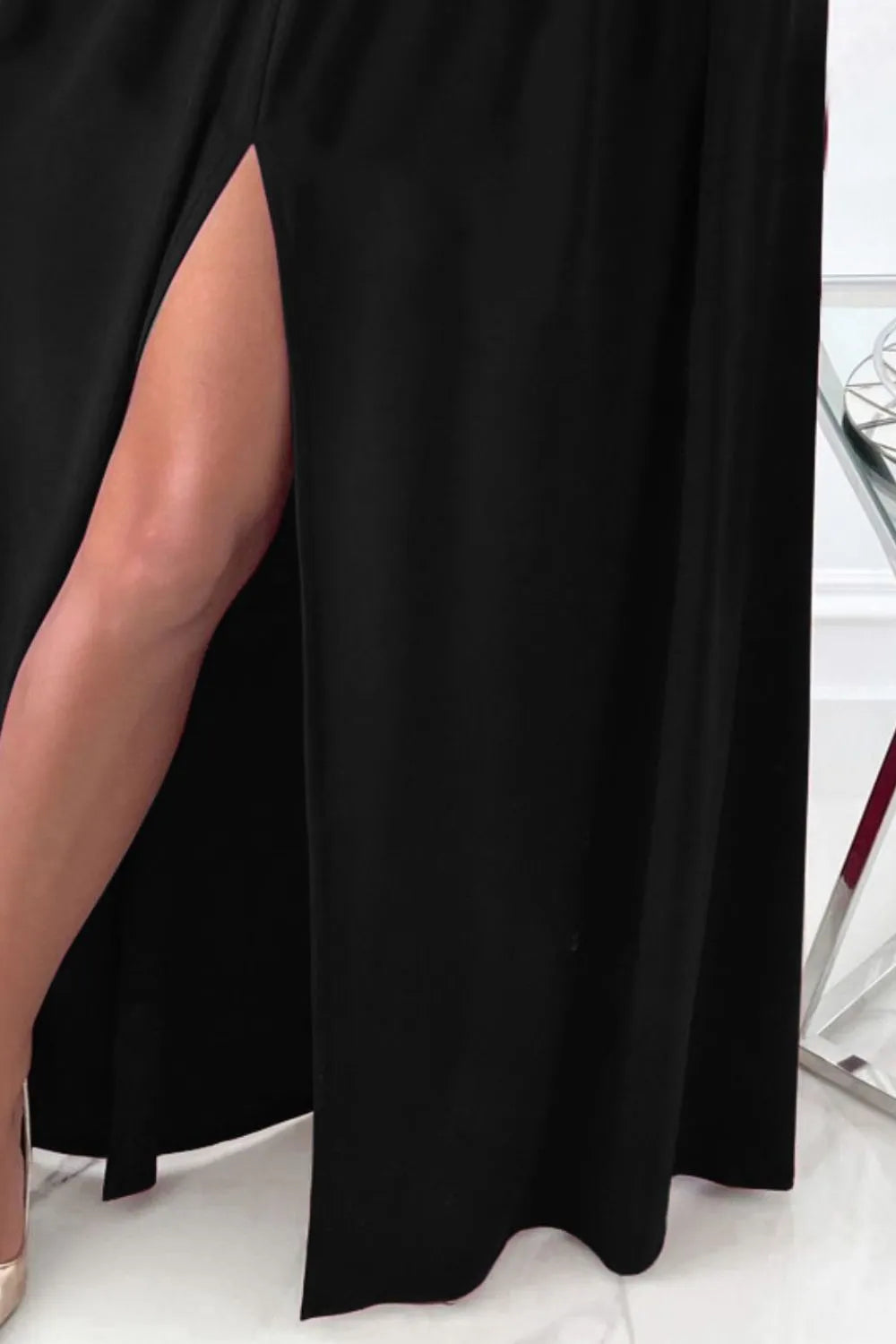 Slit Surplice Long Sleeve Maxi Dress - Girly Tea