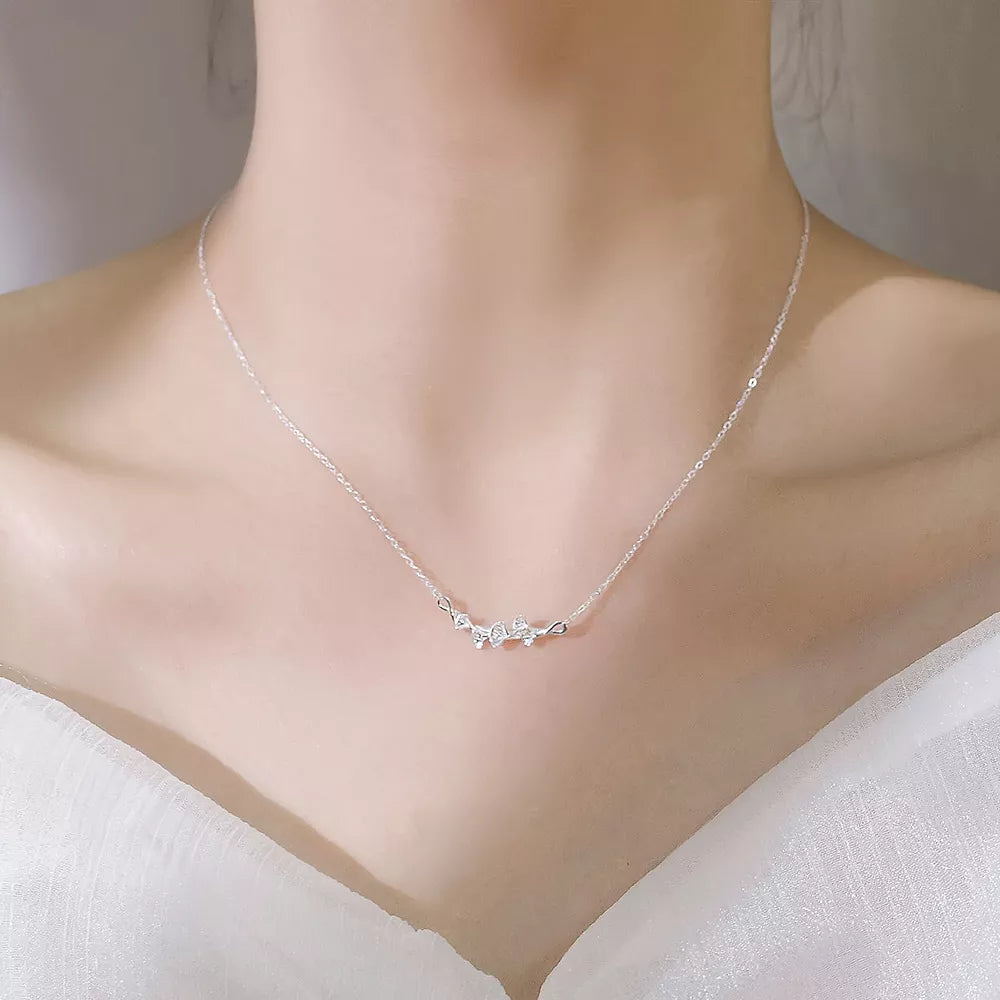 925 Sterling Silver Ginkgo Leaf Necklace - Girly Tea