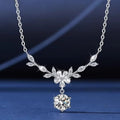 1 Carat Moissanite 925 Sterling Silver Leaf Flower Necklace - Girly Tea