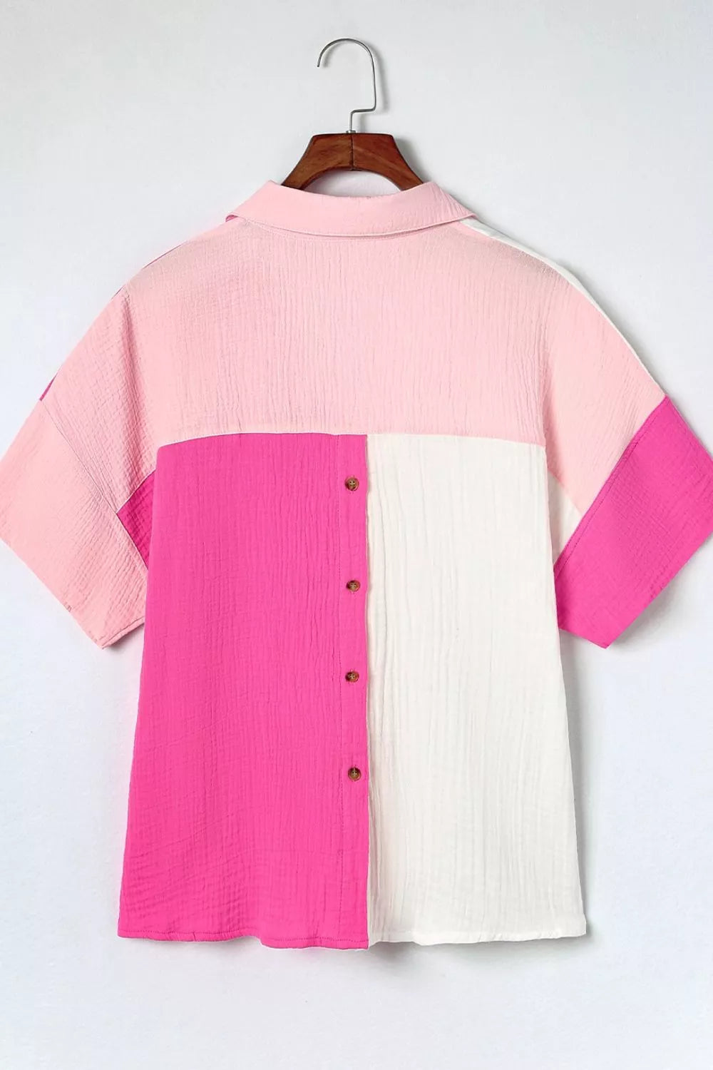 Color Block Casual Button Up Shirt - Girly Tea