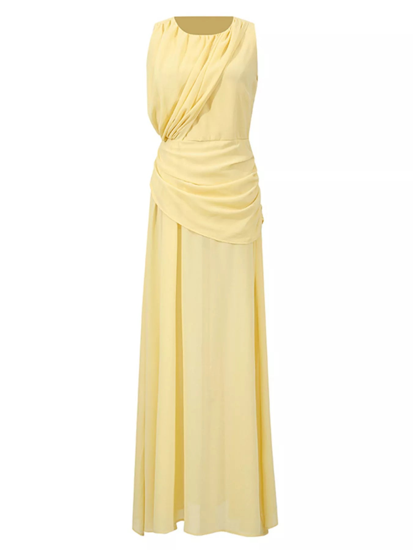 Sleeveless Ruched High-Slit Maxi Dress - Girly Tea