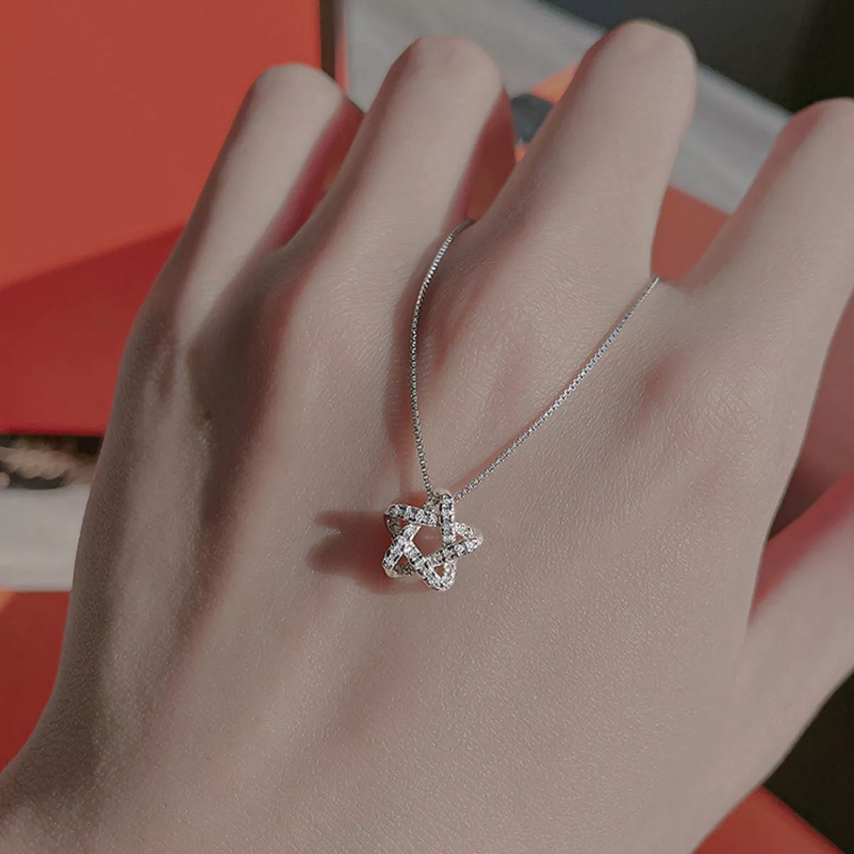 925 Sterling Silver Zircon Star Necklace - Girly Tea