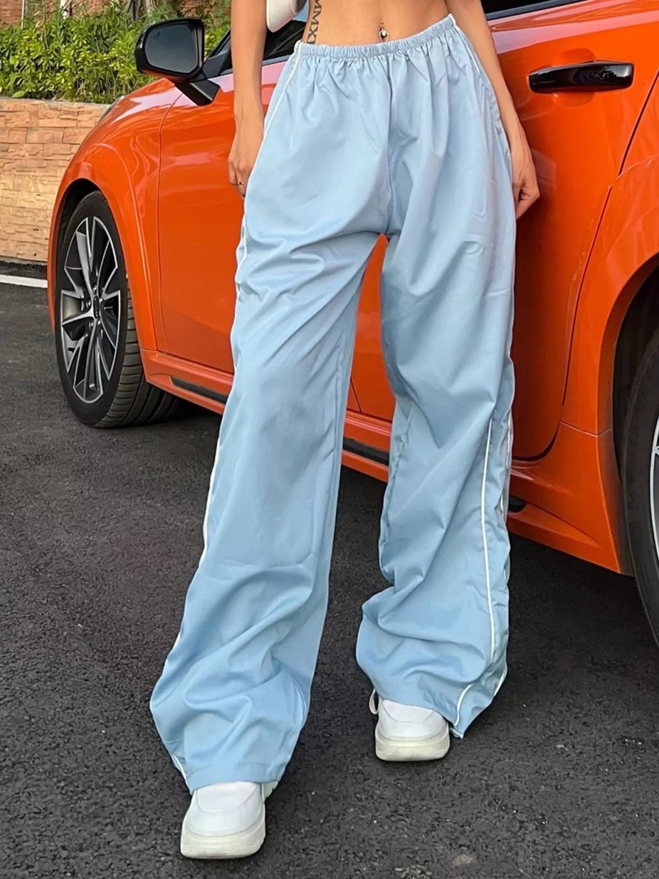 Elastic Waist Wide Leg Pants - Girly Tea