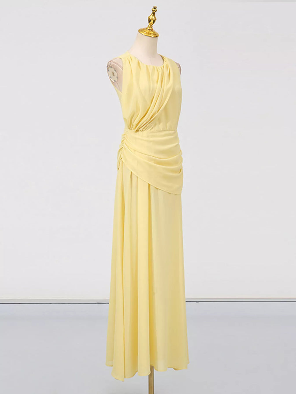 Sleeveless Ruched High-Slit Maxi Dress - Girly Tea