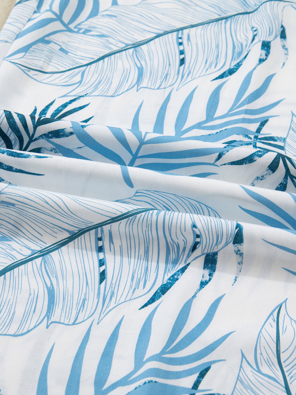 Tropical Print Shirred Waistband Wide Leg Pants - Girly Tea