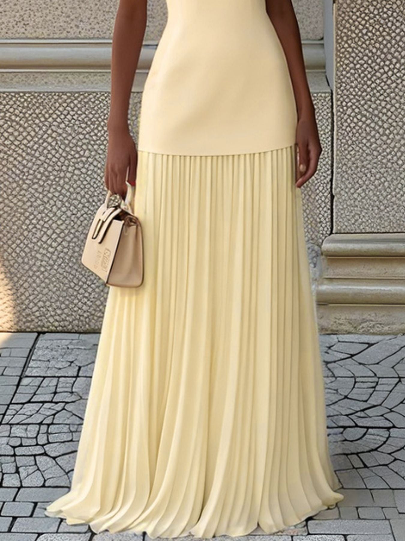 Full Size Sleeveless Top and Pleated Maxi Skirt Set Plus Size - Girly Tea