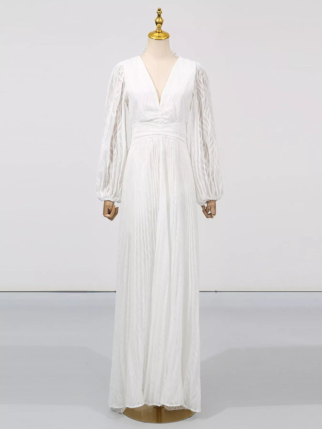 V-Neck Long Sleeve Maxi Dress - Girly Tea