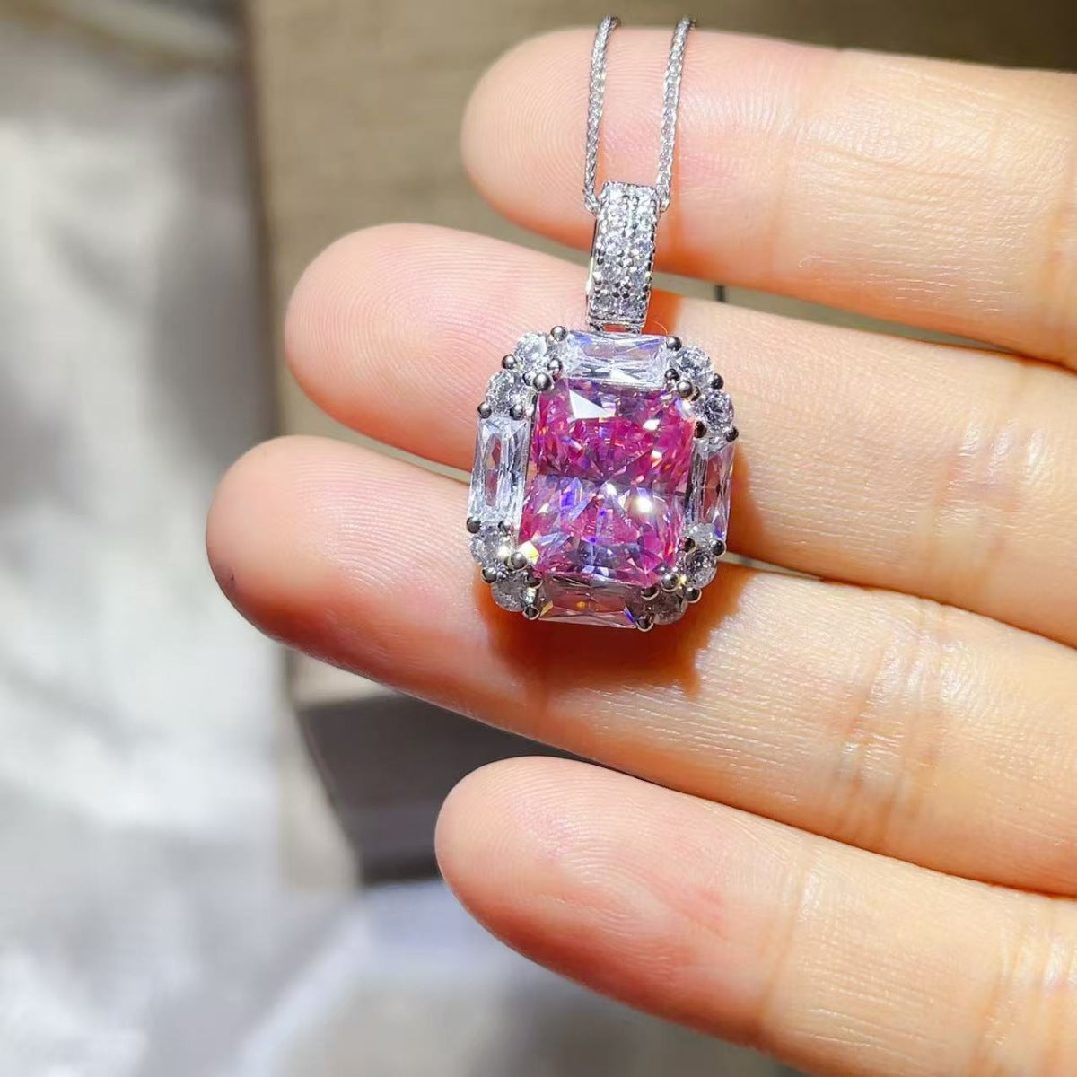 5 Carat Moissanite 925 Sterling Silver Pendant Necklace - Girly Tea