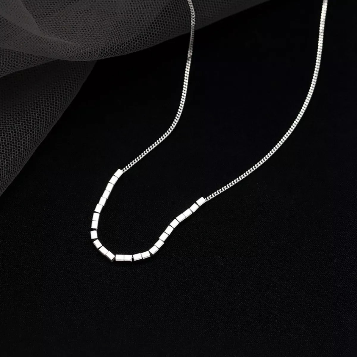 925 Sterling Silver Cube Necklace - Girly Tea