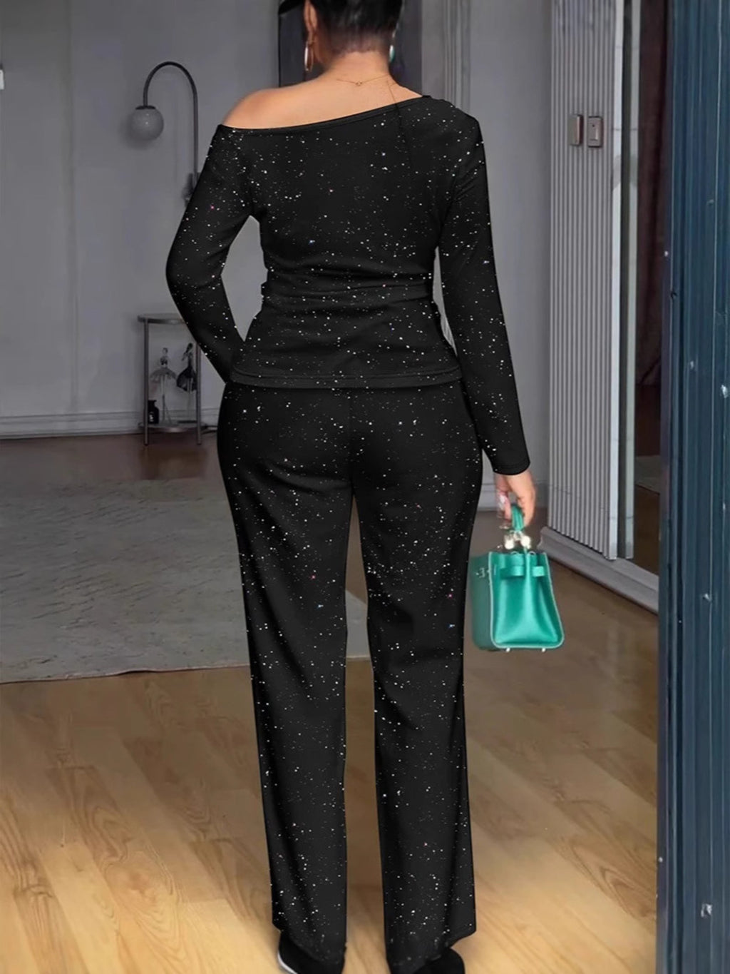 Glitter Long Sleeve Top and Pants Set - Girly Tea