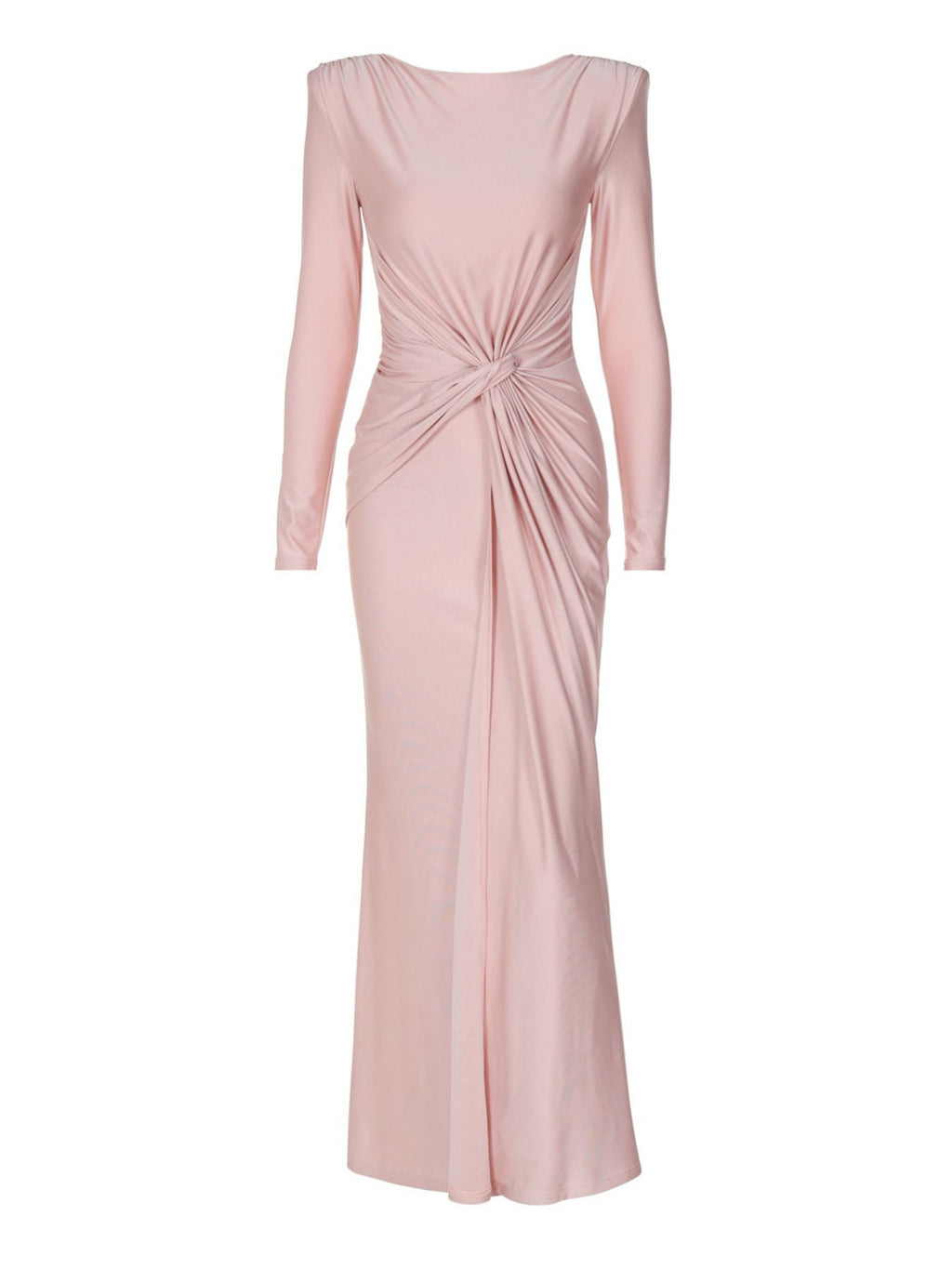 Ruched Knot Front Long Sleeve Maxi Dress - Girly Tea