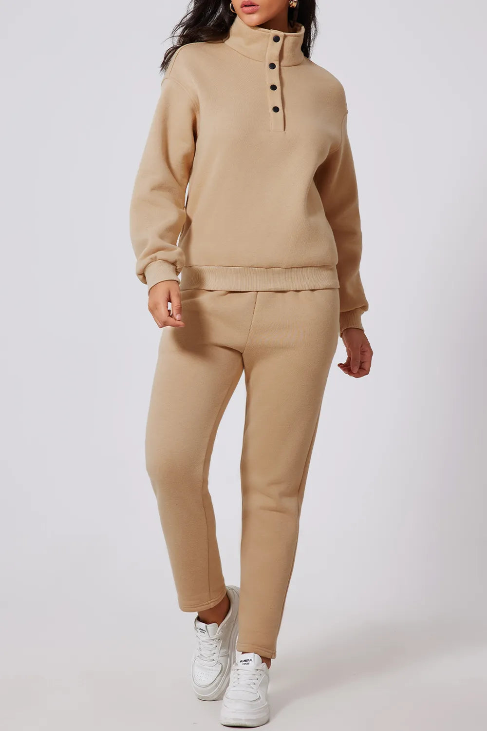 Half Snap Turtleneck Top and Pants Active Set - Girly Tea
