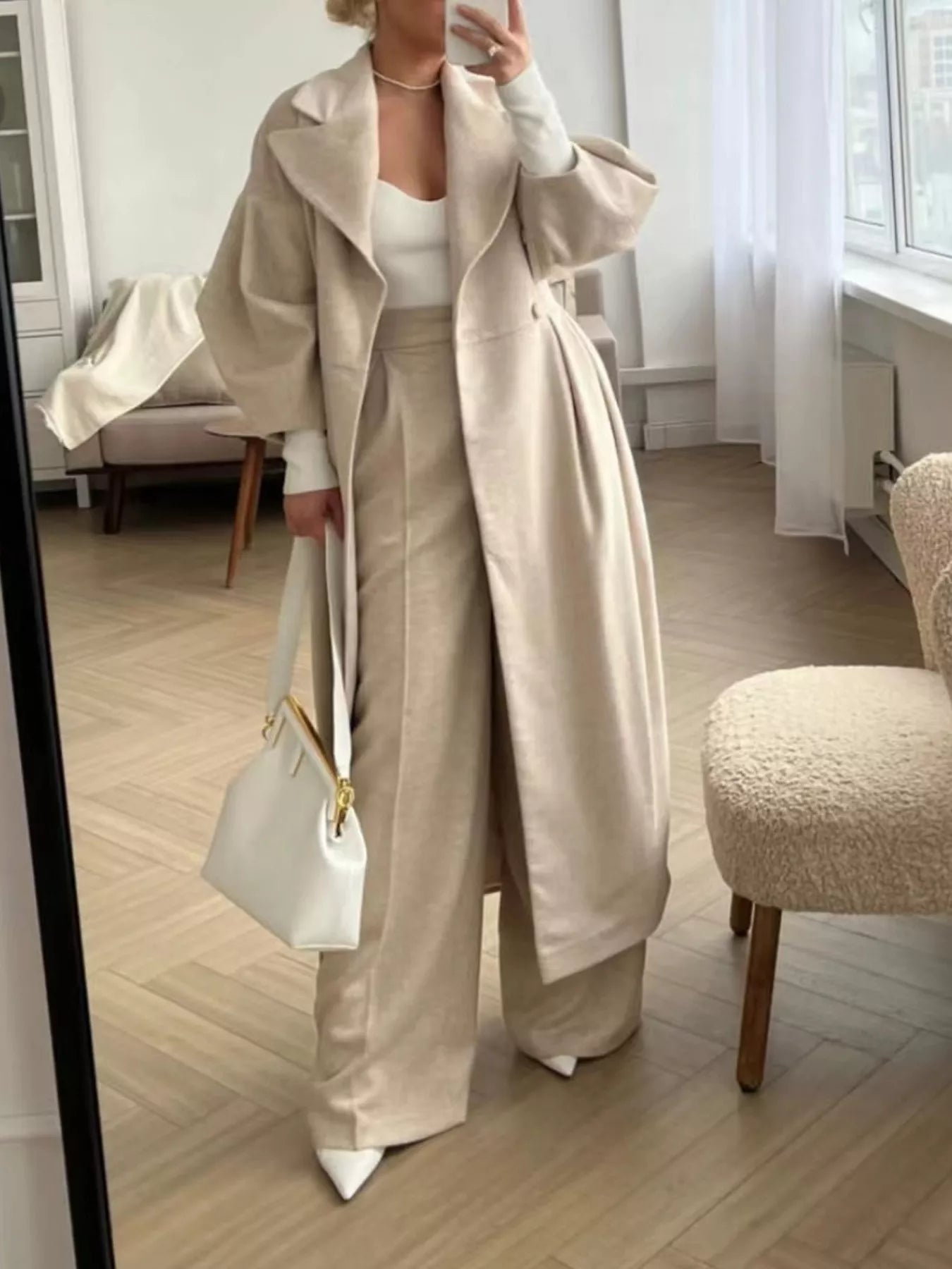 Double-Breasted Longline Coat - Girly Tea