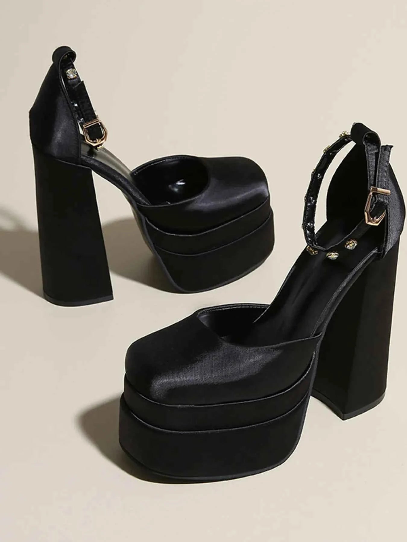 Platform High Heel Ankle Strap Pumps
