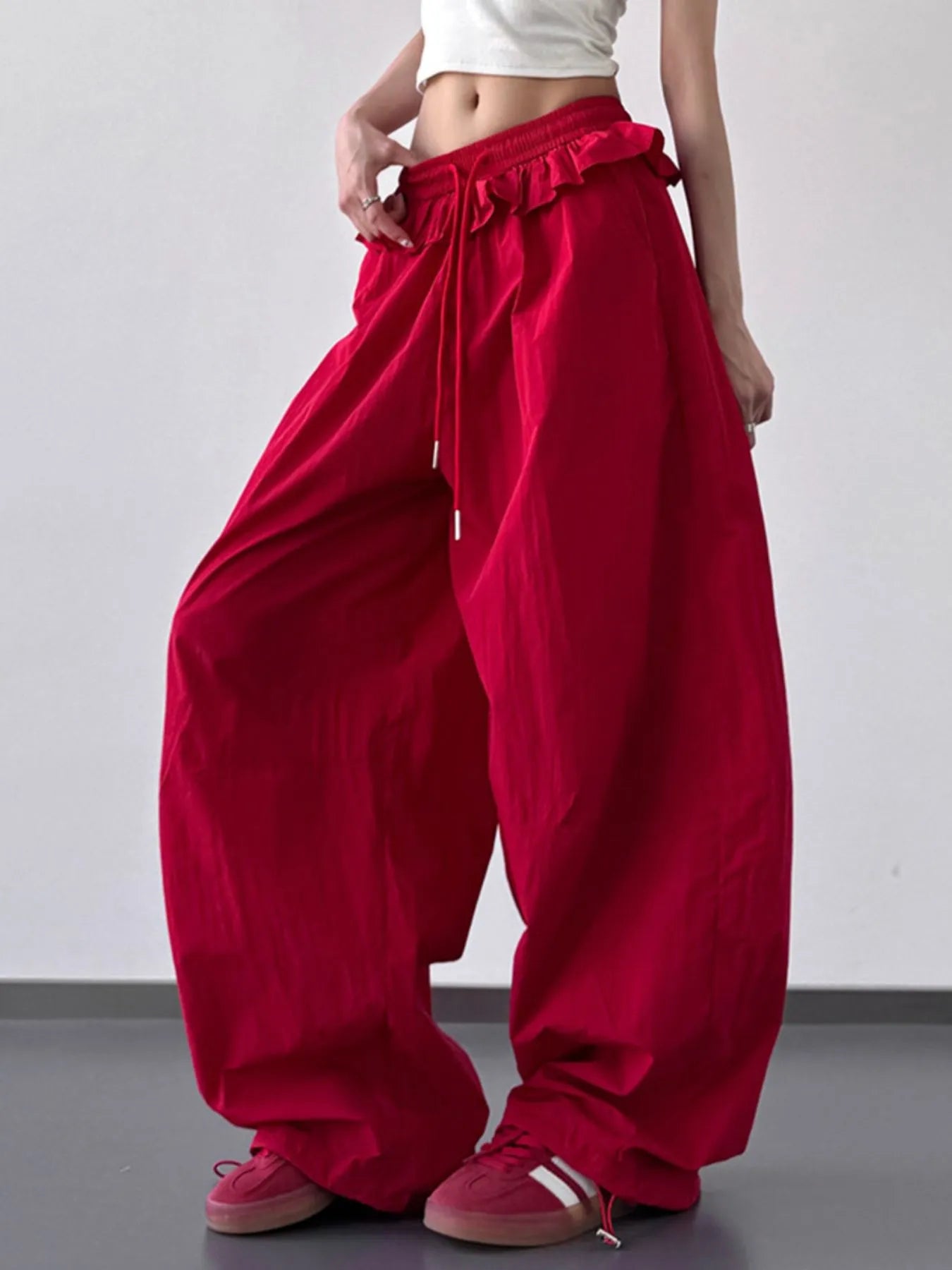 Drawstring Wide Leg Pants - Girly Tea