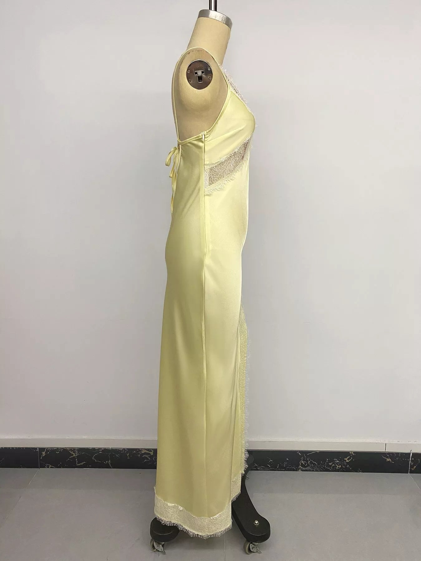 Lace Trimmed Slit Midi Dress - Girly Tea