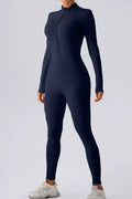 Half Zip Mock Neck Active Jumpsuit - Girly Tea