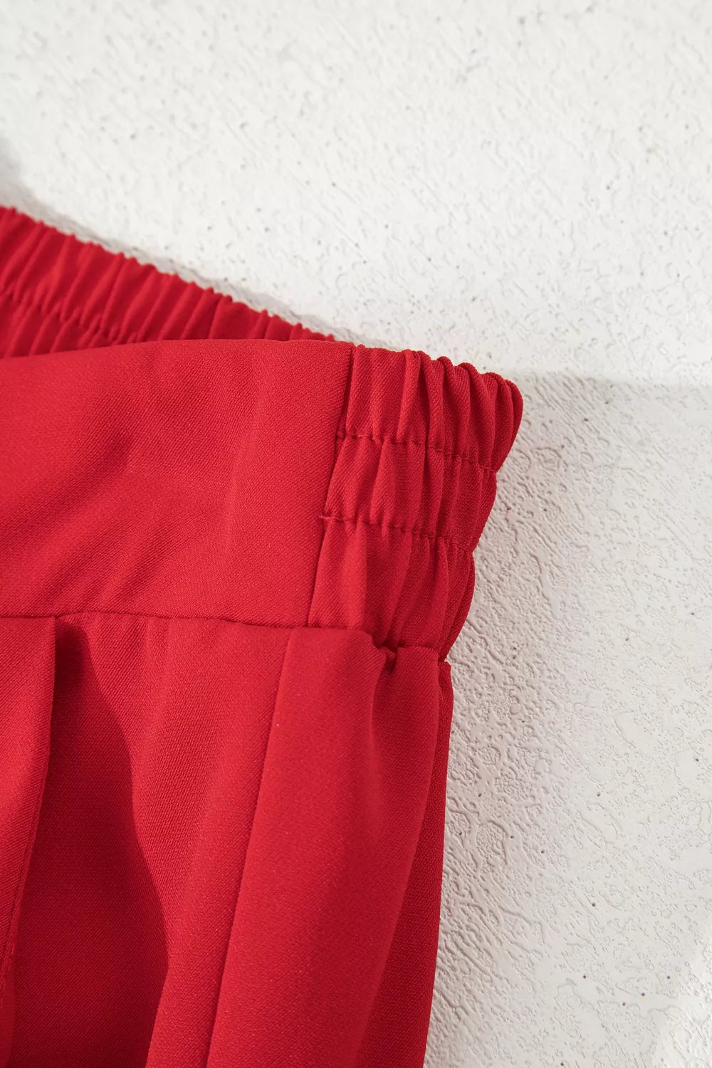 Pleated Detail Pull On High Elastic Waist Loose Straight Pants - Girly Tea