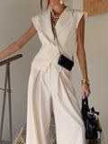 One Button Blazer & Wide Leg Pants Set - Girly Tea