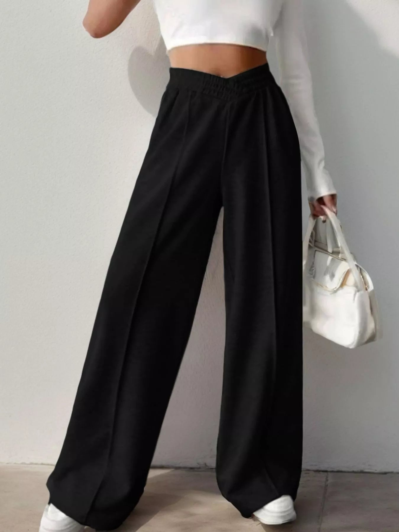 Wide Leg High Waist Pants - Girly Tea