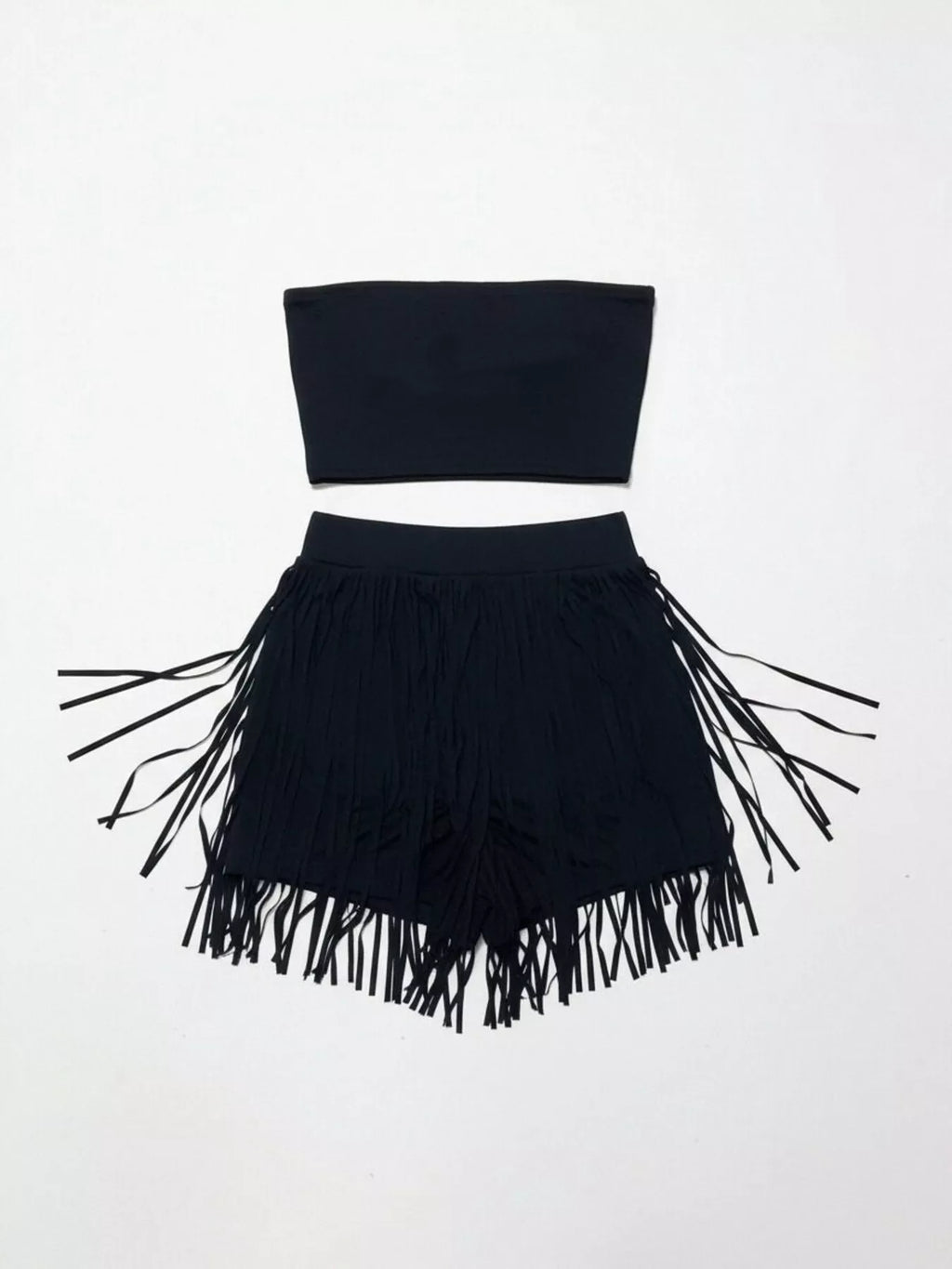 Tube Top and Fringe Shorts Set - Girly Tea