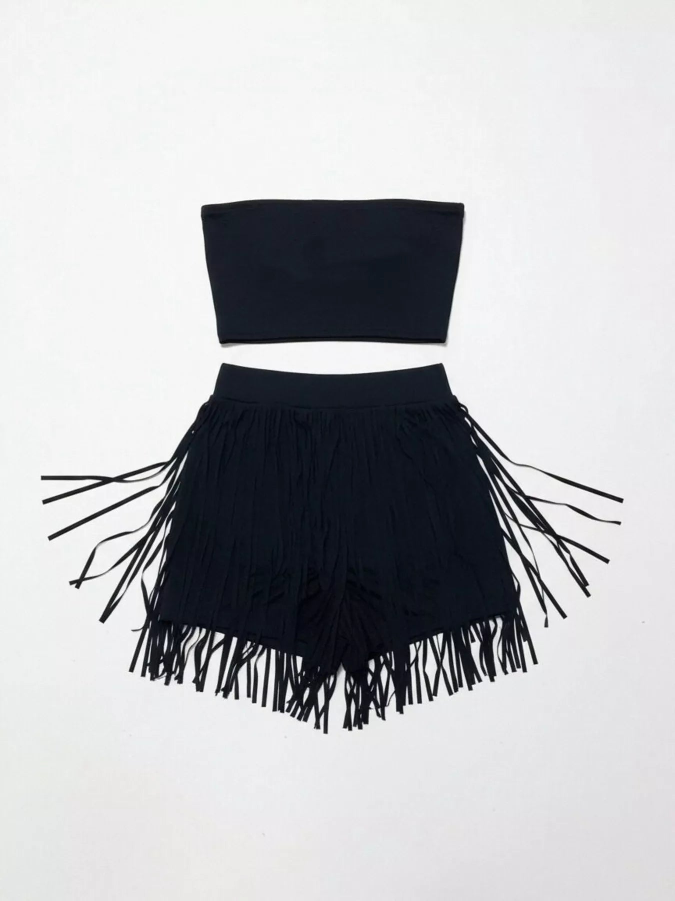 Tube Top and Fringe Shorts Set - Girly Tea