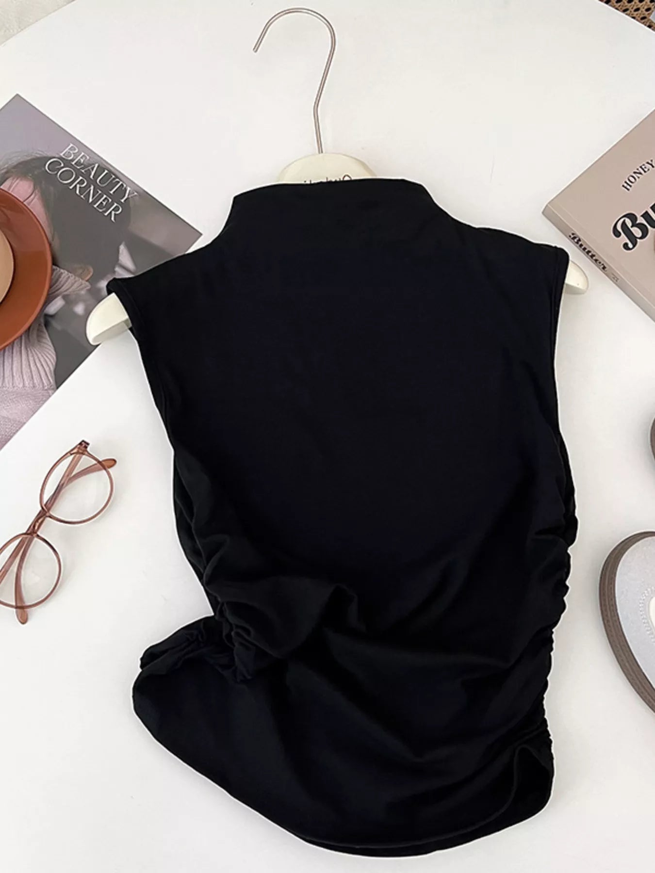 Ruched Mock Neck Tank - Girly Tea