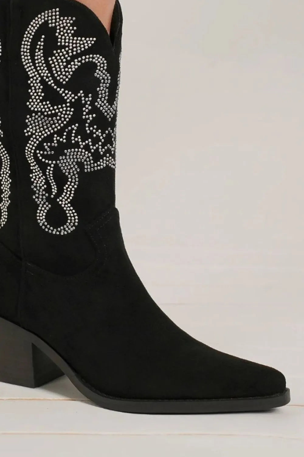 Beast Fashion Rhinestone Detail Point Toe Boots - Girly Tea
