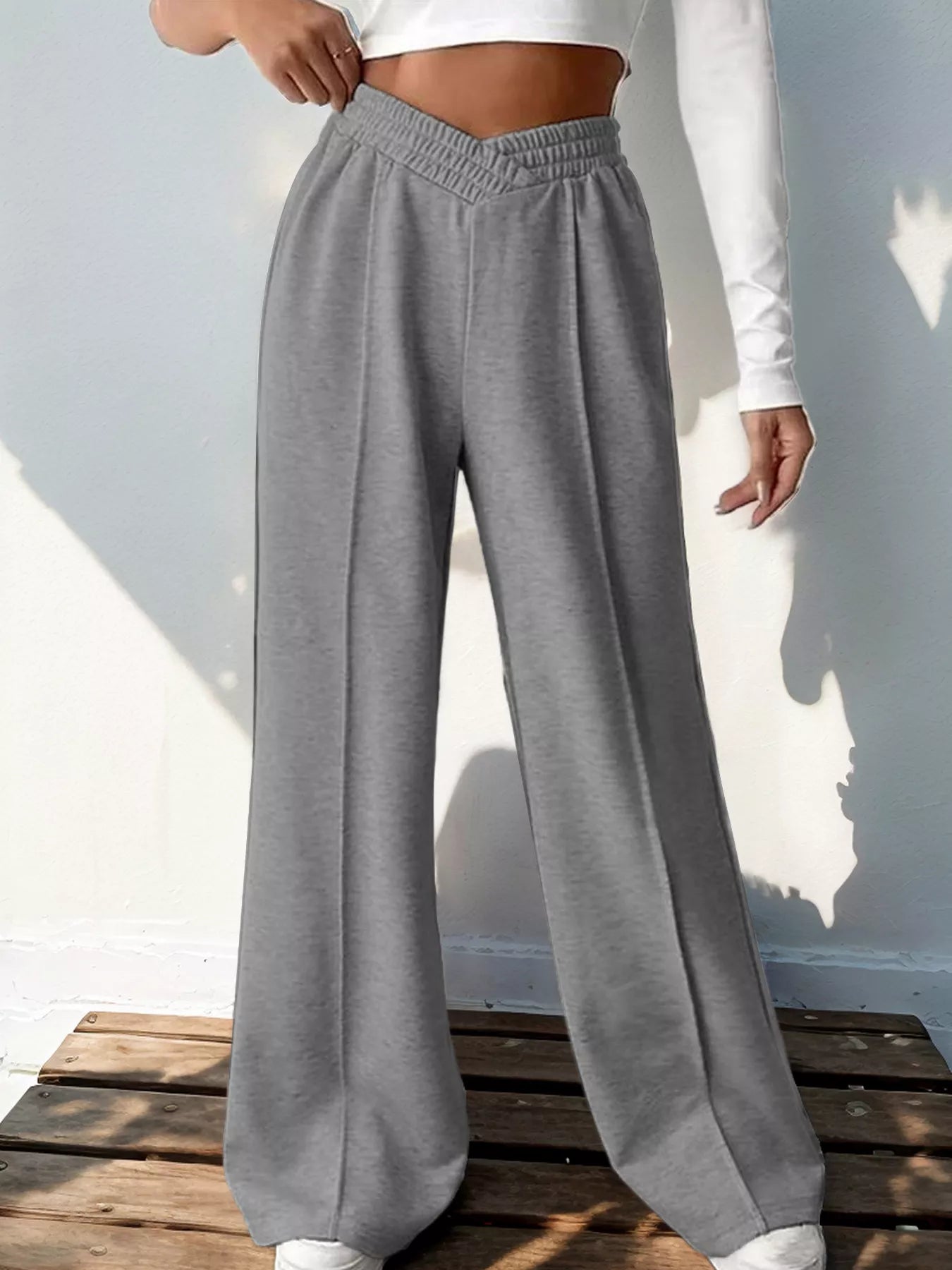 Wide Leg High Waist Pants - Girly Tea