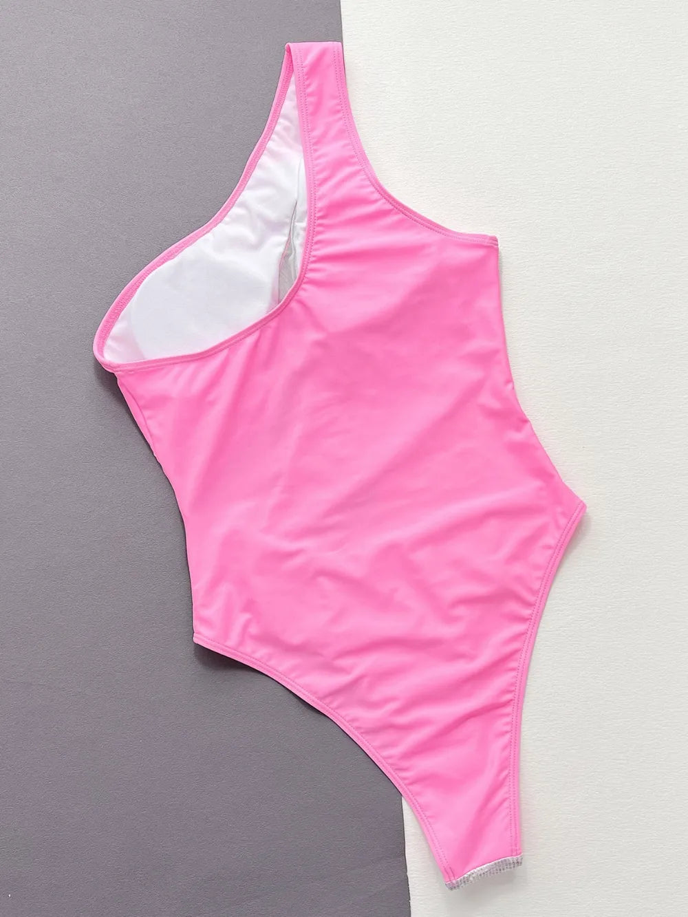 Contrast Panel One-Piece Swimsuit - Girly Tea
