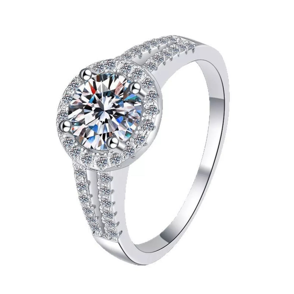1 Carat 925 Sterling Silver Moissanite Ring - Girly Tea